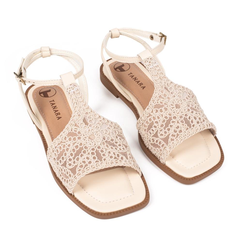 Sandália Tanara Rasteira Feminina T9671 Off White 6
