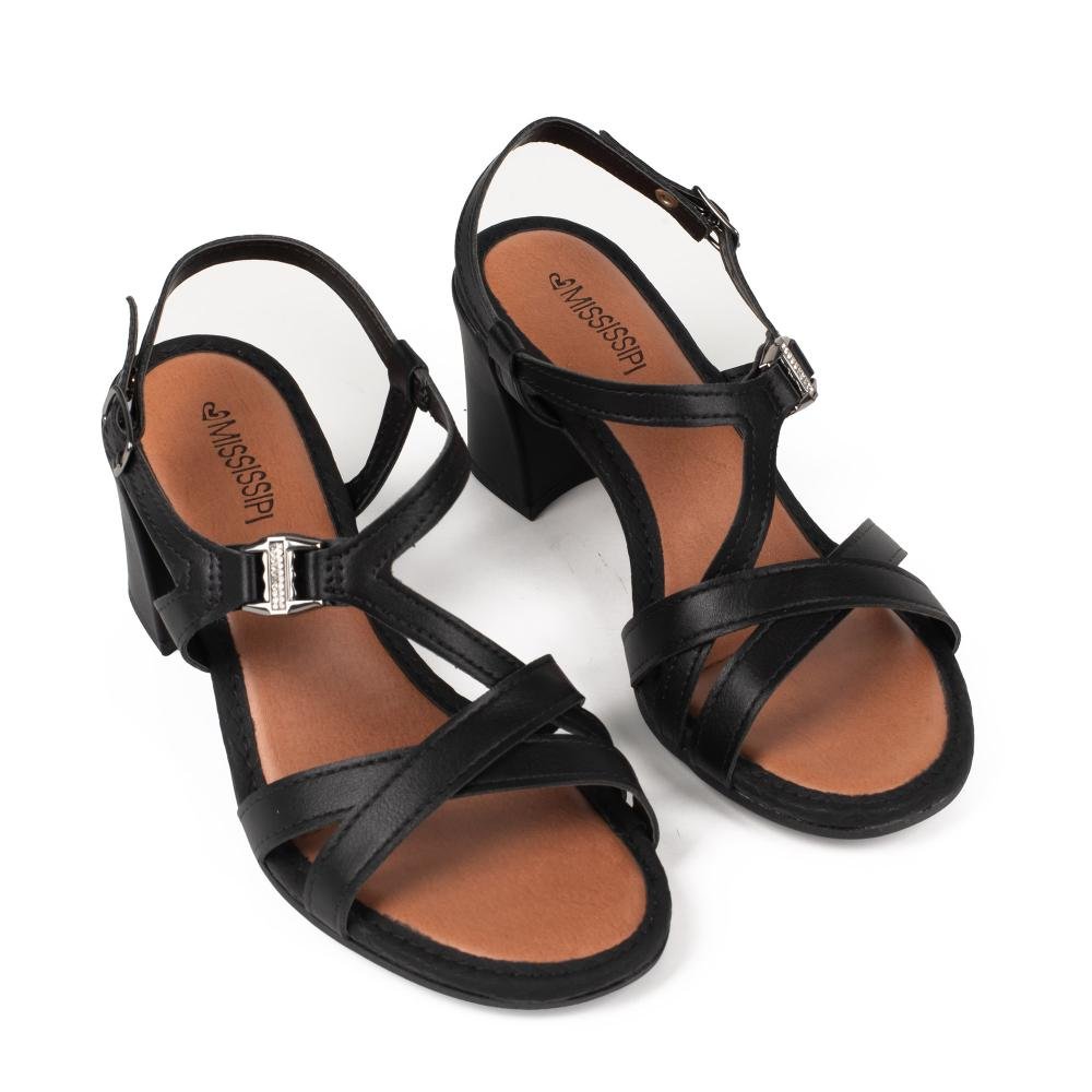Sandália Mississipi de Salto Bloco Feminina J2422 Preto 6