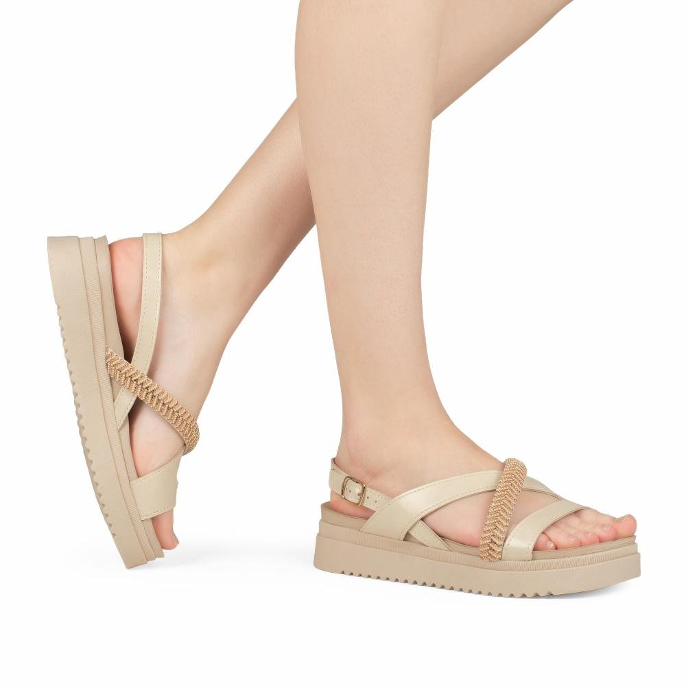 Sandália Mississipi Flatform Feminina J2743 Bege Claro 2