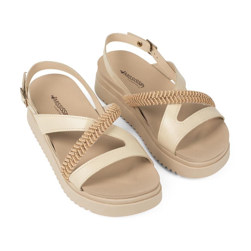 Sandália Mississipi Flatform Feminina J2743 Bege Claro 6