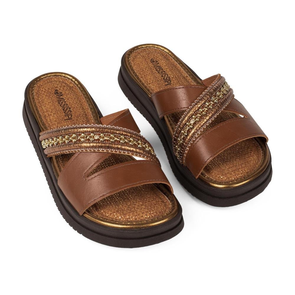 Slide Mississipi Flatform Feminino J2732 Castanho 6