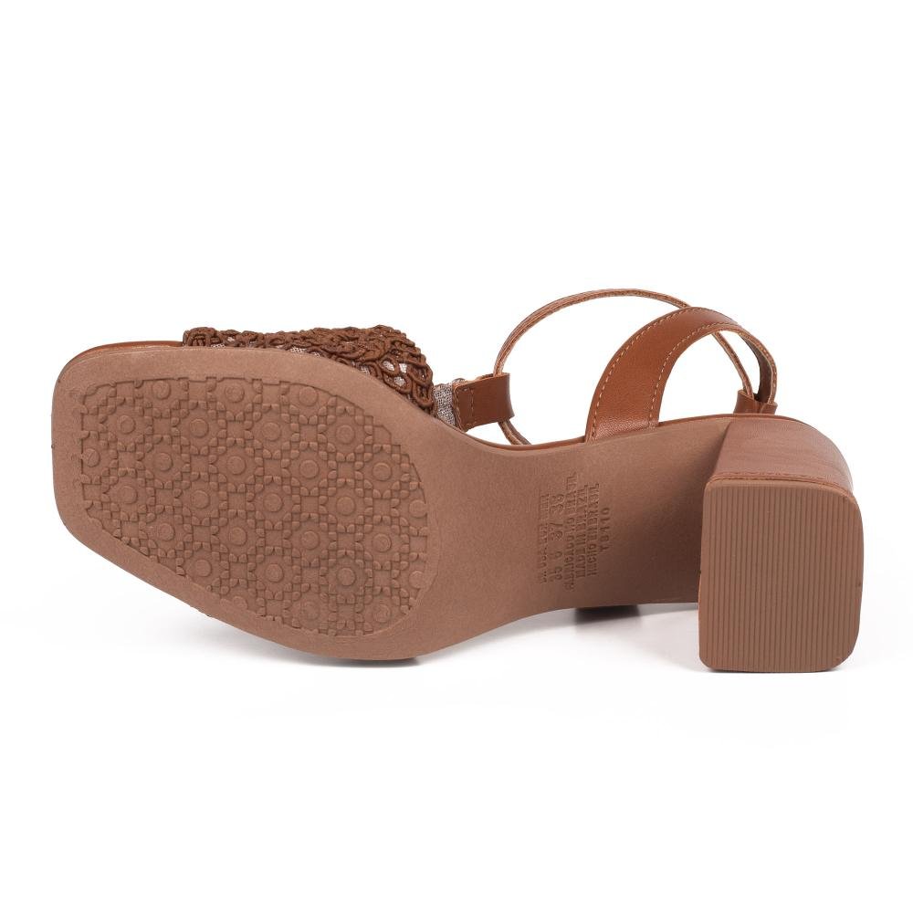Sandália Tanara de Salto Bloco Feminina T9751 Caramelo 5