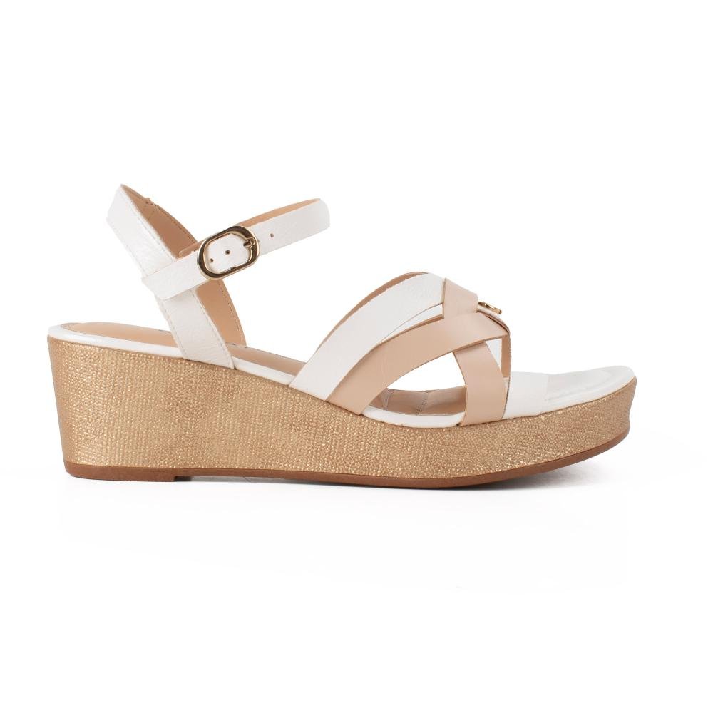Sandália Dakota Anabela Feminina DC231 Bege/Branco 3