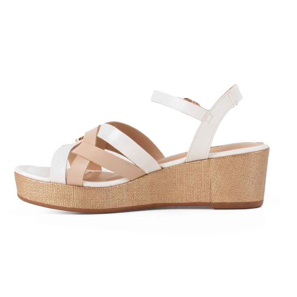 Sandália Dakota Anabela Feminina DC231 Bege/Branco 4