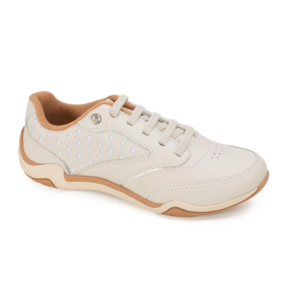 Tênis Kolosh Casual Em Couro Feminino C4601 Bege Claro 3