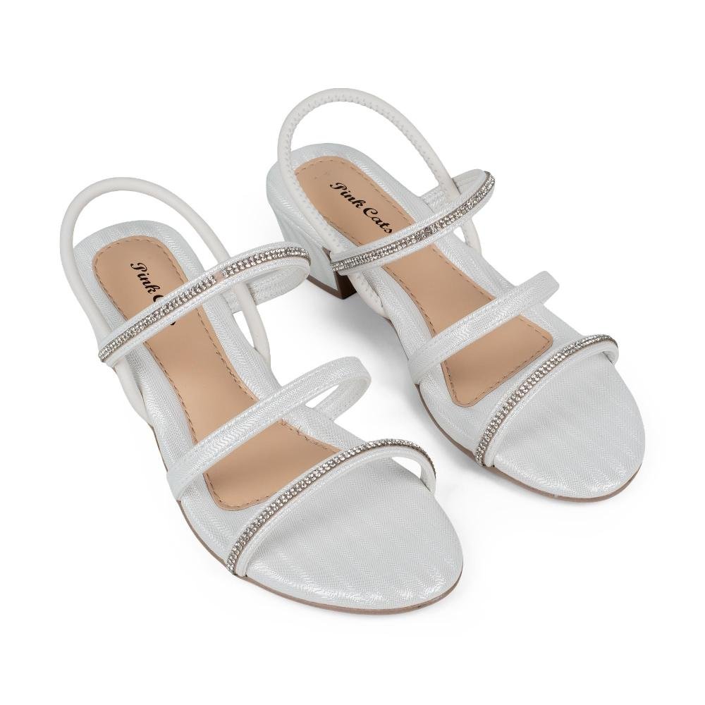 Sandália Pink Cats Infantil de Salto Bloco V6891 Branco 5