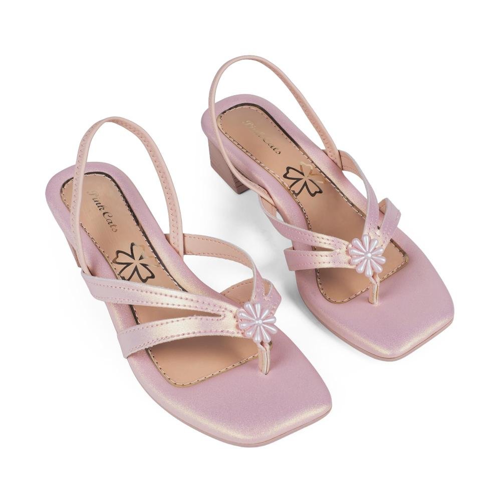 Sandália Pink Cats Infantil de Salto Bloco V6693 Rosa 5