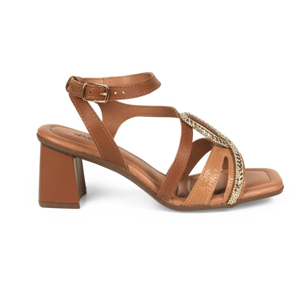 Sandália Mississipi de Salto Bloco Feminina J1981 Caramelo 3