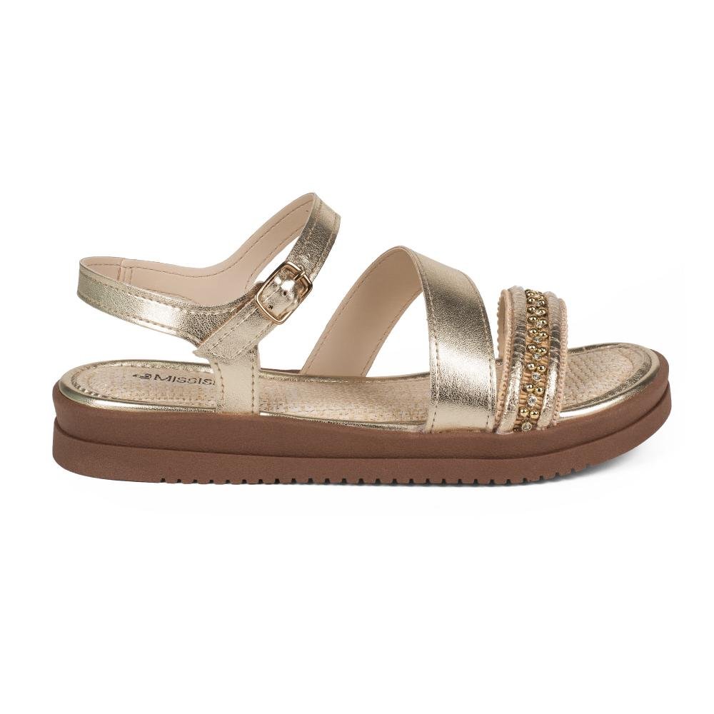 Sandália Mississipi Flatform Metalizada Feminina J2731 Metalizado/Ouro 3