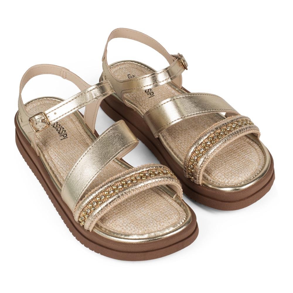 Sandália Mississipi Flatform Metalizada Feminina J2731 Metalizado/Ouro 6