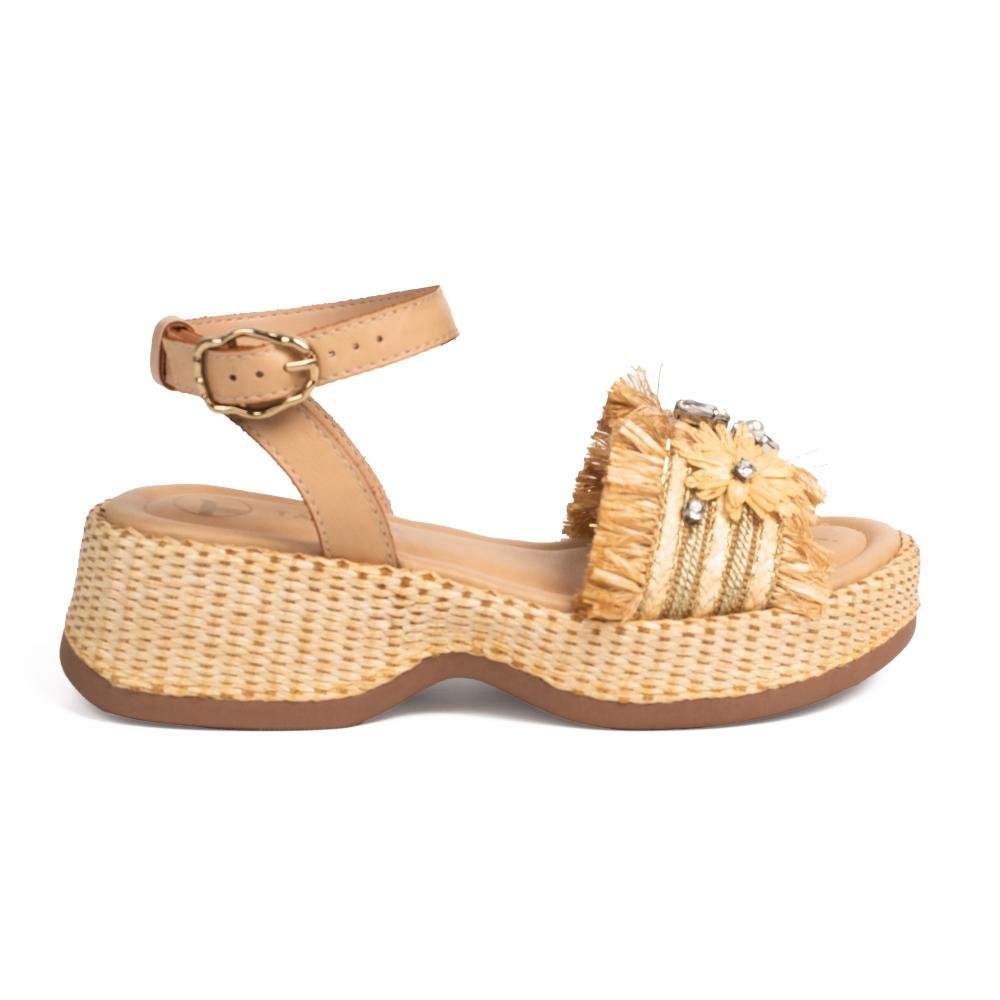 Sandália Tanara Flatform Feminina T9722 Bege 3