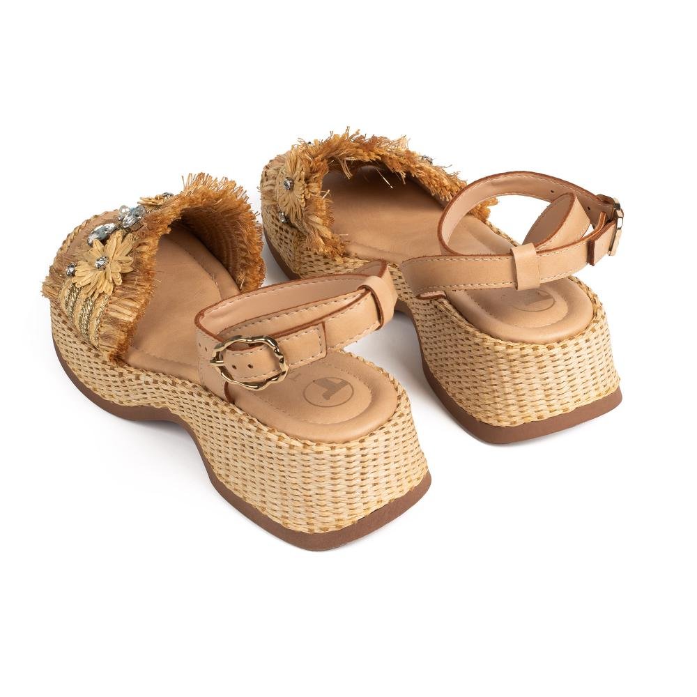 Sandália Tanara Flatform Feminina T9722 Bege 6
