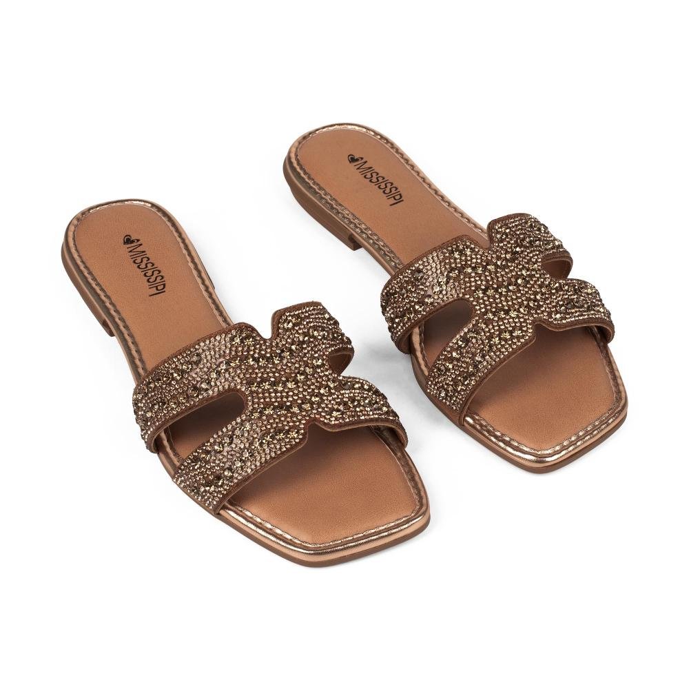 Slide Mississipi Metalizado Feminino J2811 Bronze 6