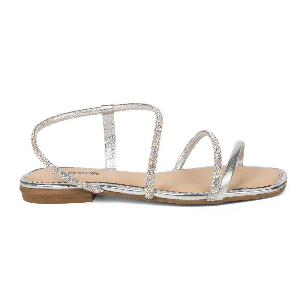 Sandália Mississipi Rasteira Metalizada Feminina J0663 Prata 3