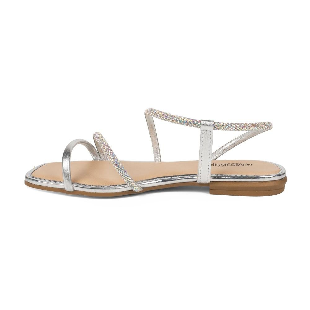 Sandália Mississipi Rasteira Metalizada Feminina J0663 Prata 4