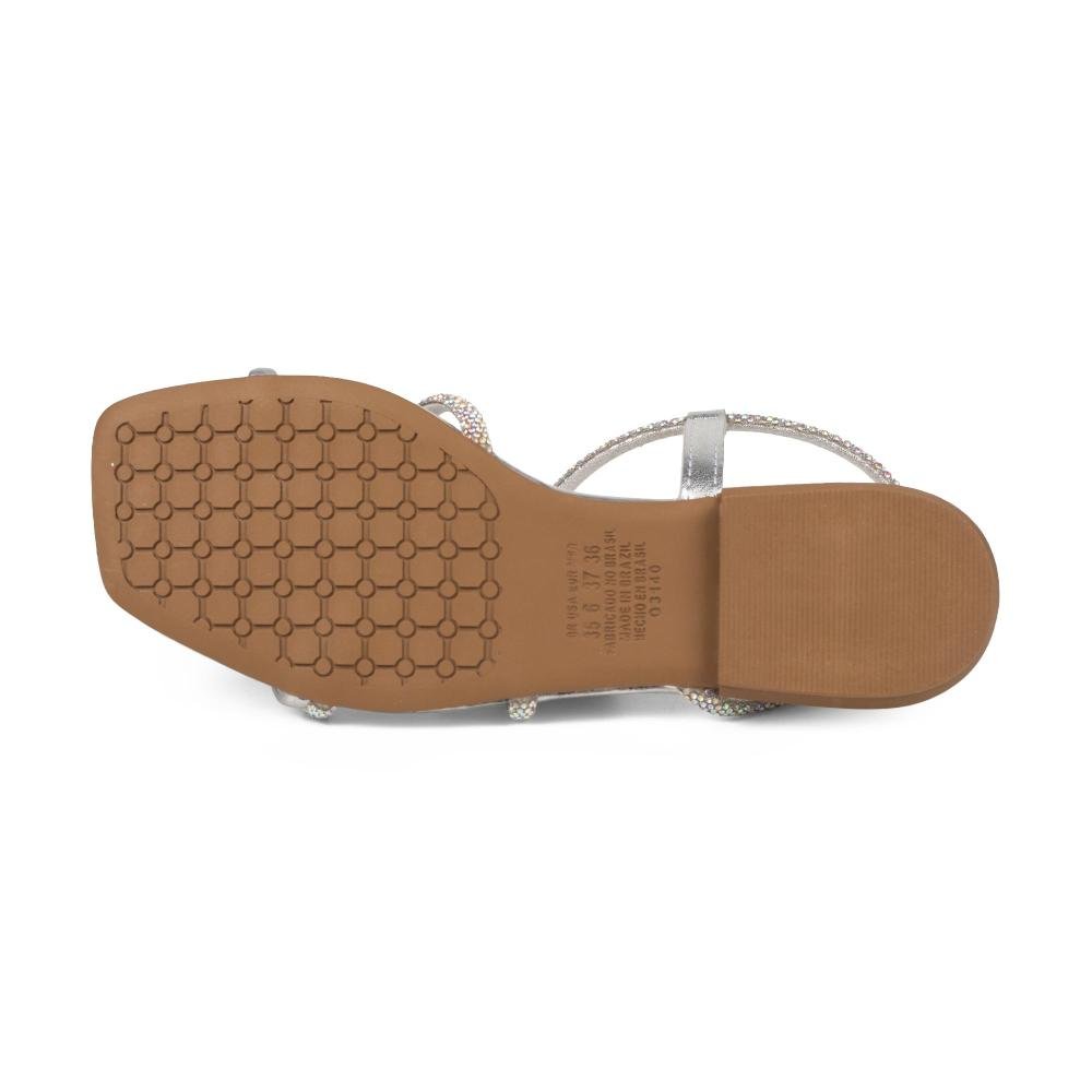 Sandália Mississipi Rasteira Metalizada Feminina J0663 Prata 5