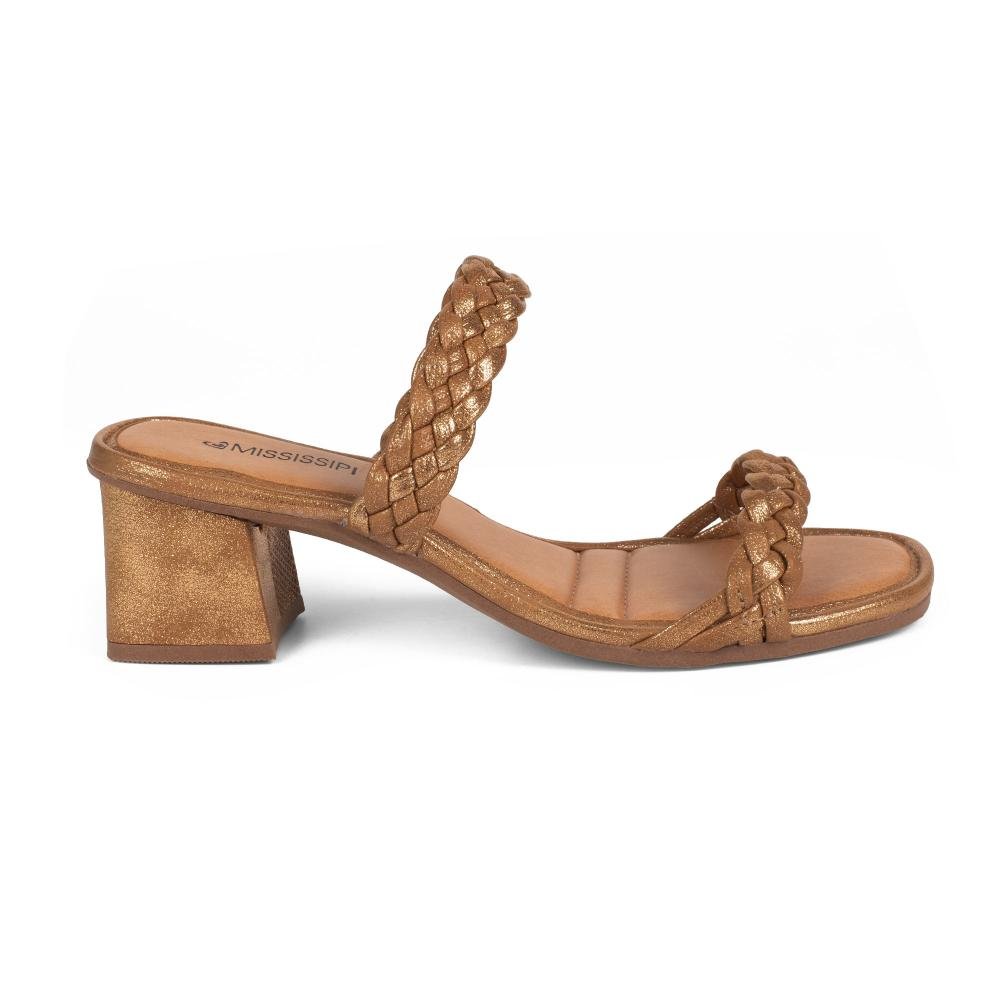 Tamanco Mississipi de Salto Bloco Feminino J2651 Caramelo 3