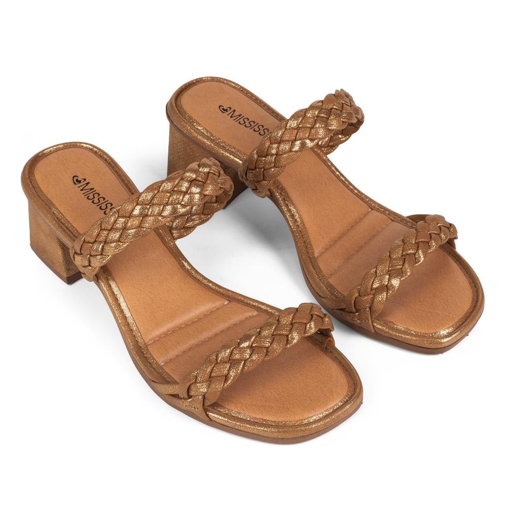 Tamanco Mississipi de Salto Bloco Feminino J2651 Caramelo 6