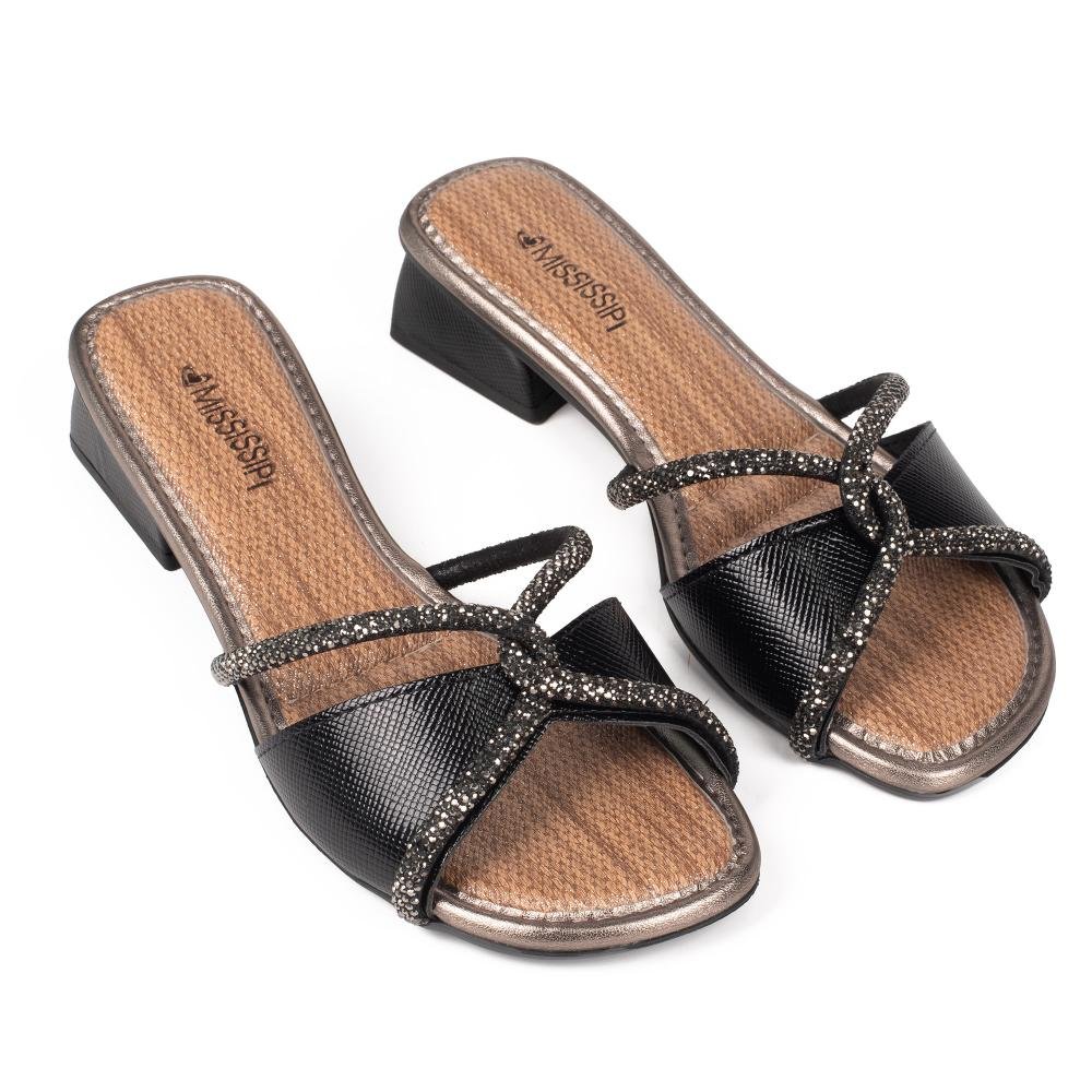 Tamanco Mississipi de Salto Bloco Feminino J1541 Preto 6