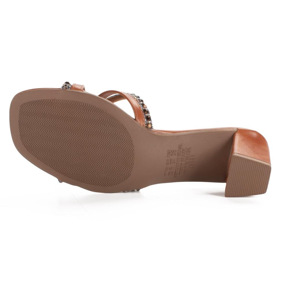 Tamanco Mississipi de Salto Bloco Feminino J2762 Caramelo 5