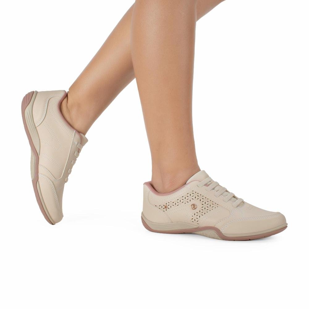 Tênis Kolosh Casual Feminino C3699 Bege/Rosa 2