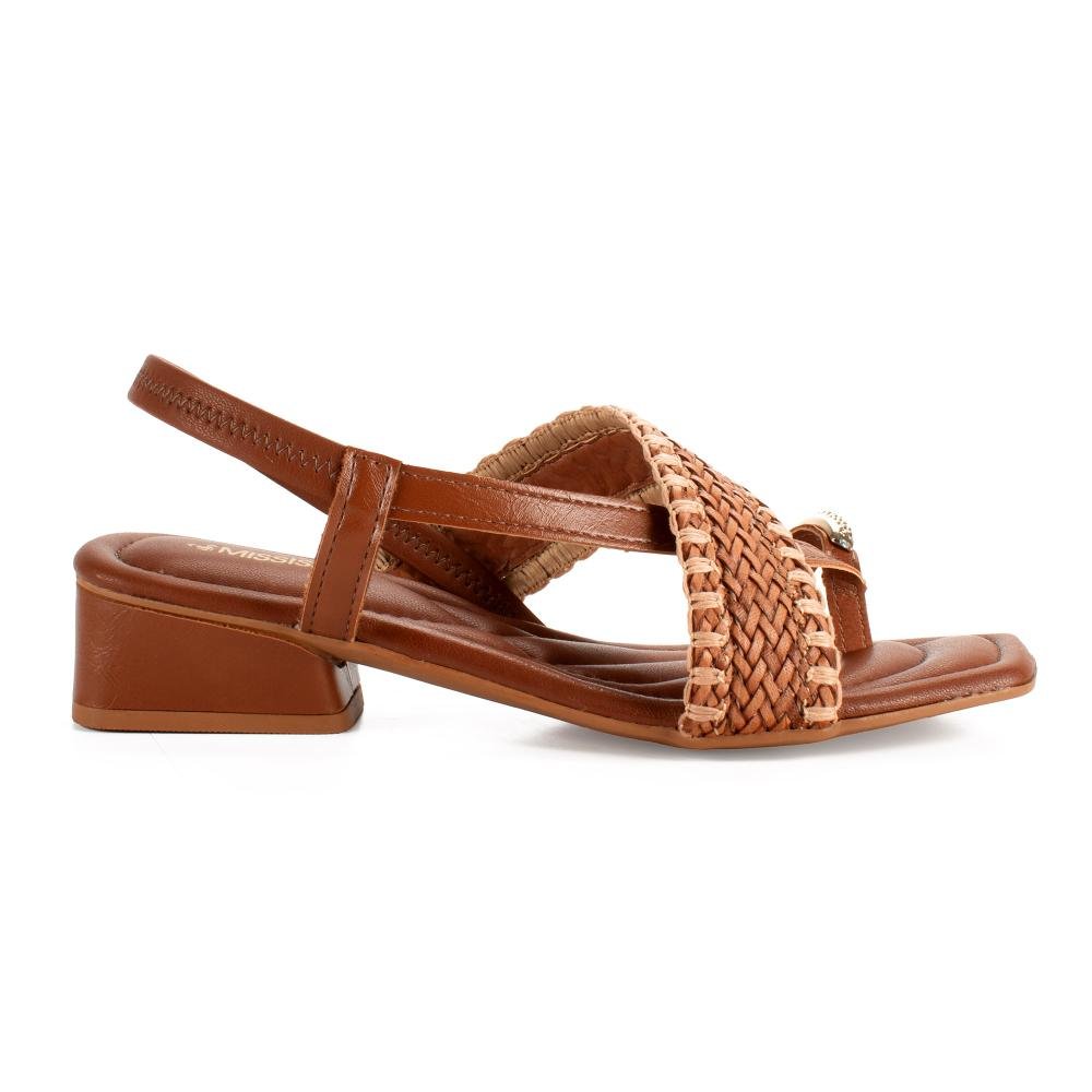 Sandália Mississipi de Salto Bloco Feminina J2082 Caramelo 3