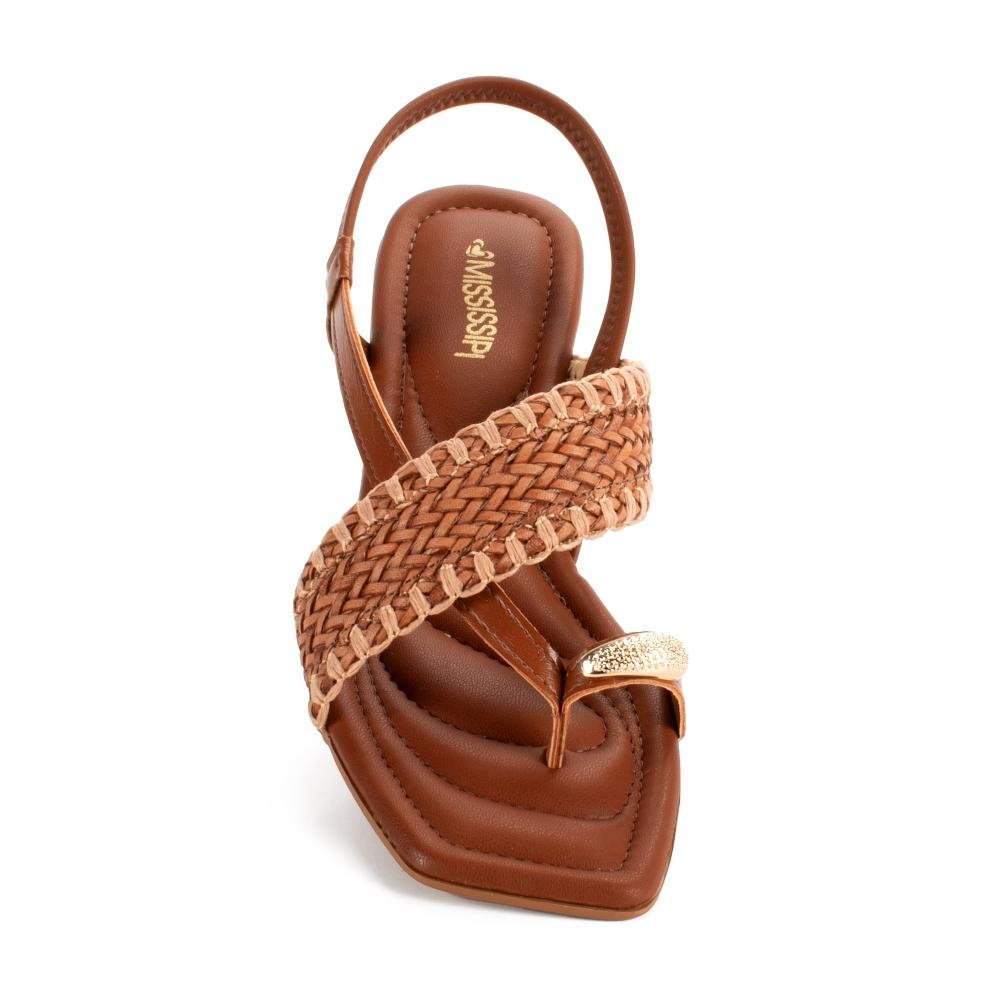 Sandália Mississipi de Salto Bloco Feminina J2082 Caramelo 5
