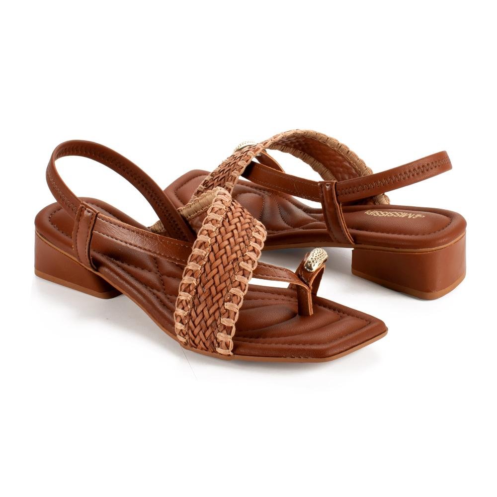 Sandália Mississipi de Salto Bloco Feminina J2082 Caramelo 6