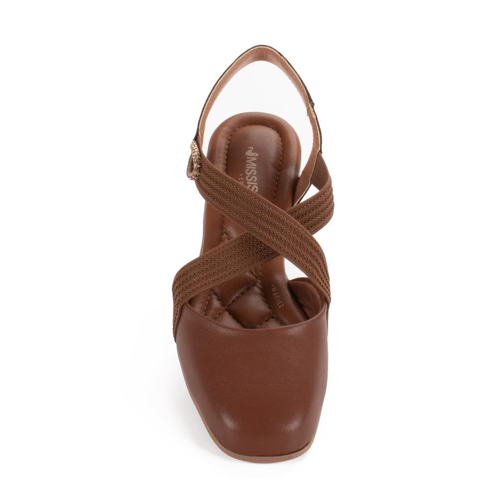 Sapato Mississipi de Salto Bloco Feminino J2221 Castanho 6