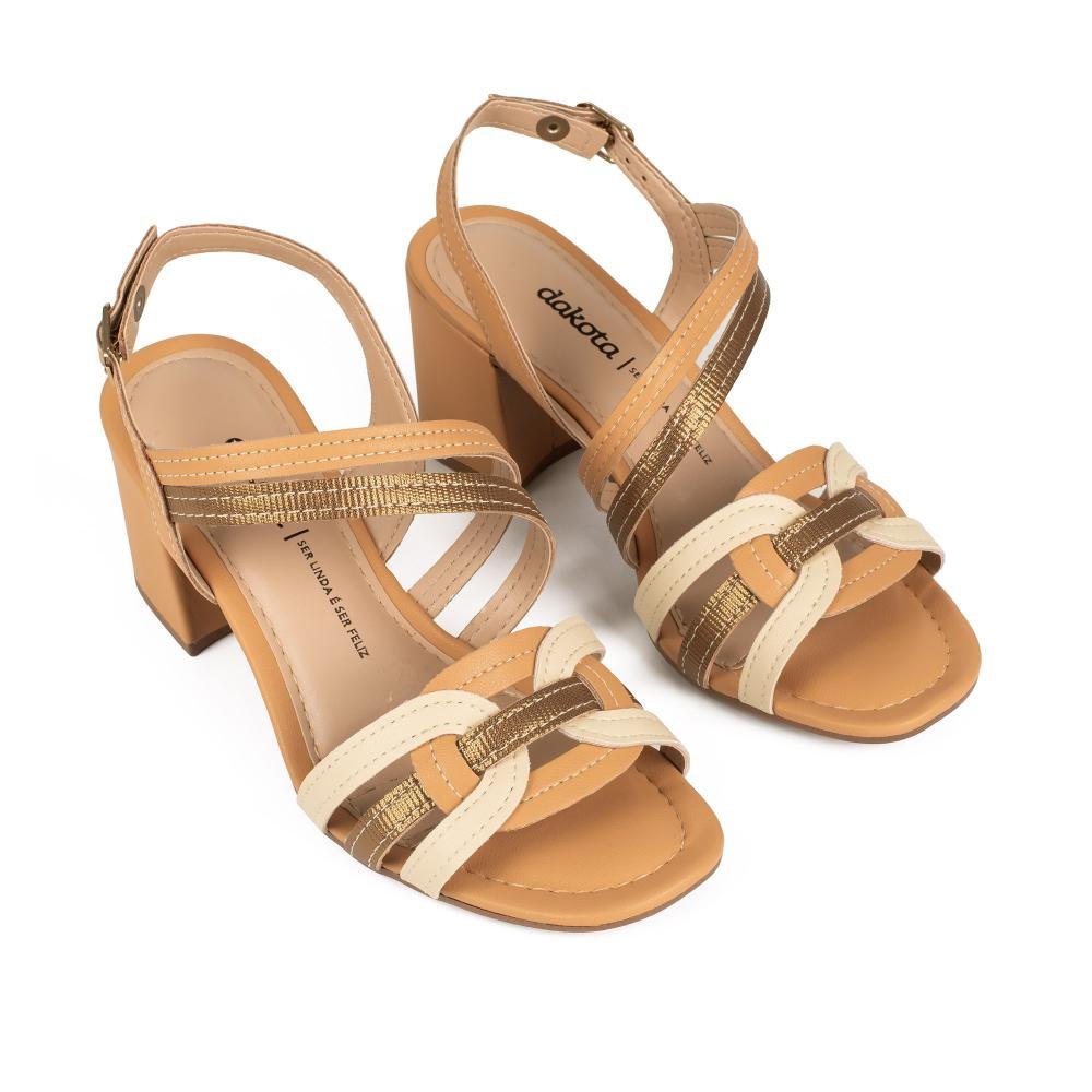 Sandália Dakota de Salto Bloco Feminina DB881 Bege 6