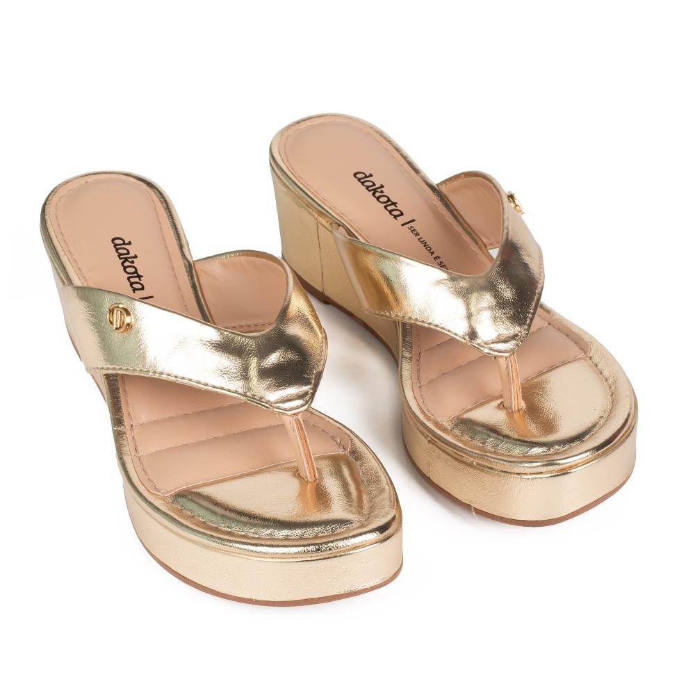 Tamanco Dakota Anabela Feminino DC233 Metalizado/Ouro 6