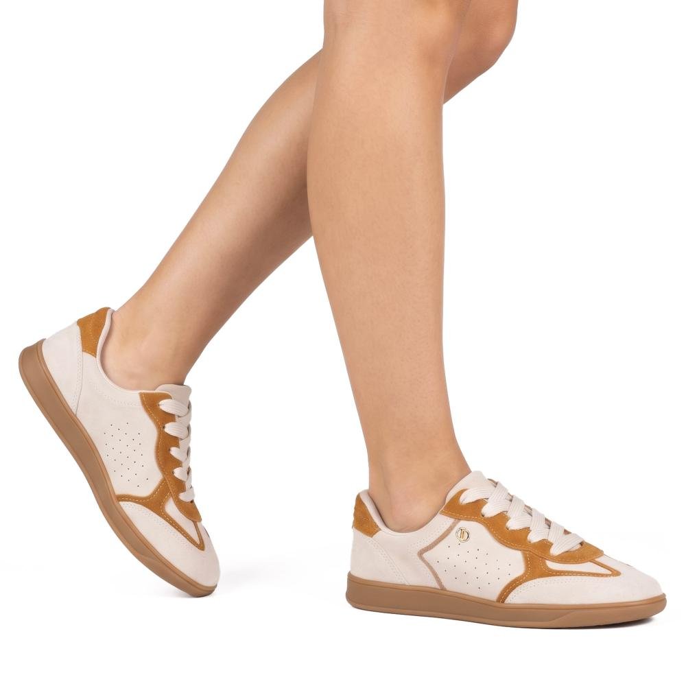 Tênis Dakota Casual Em Couro Feminino D2974 Bege 2