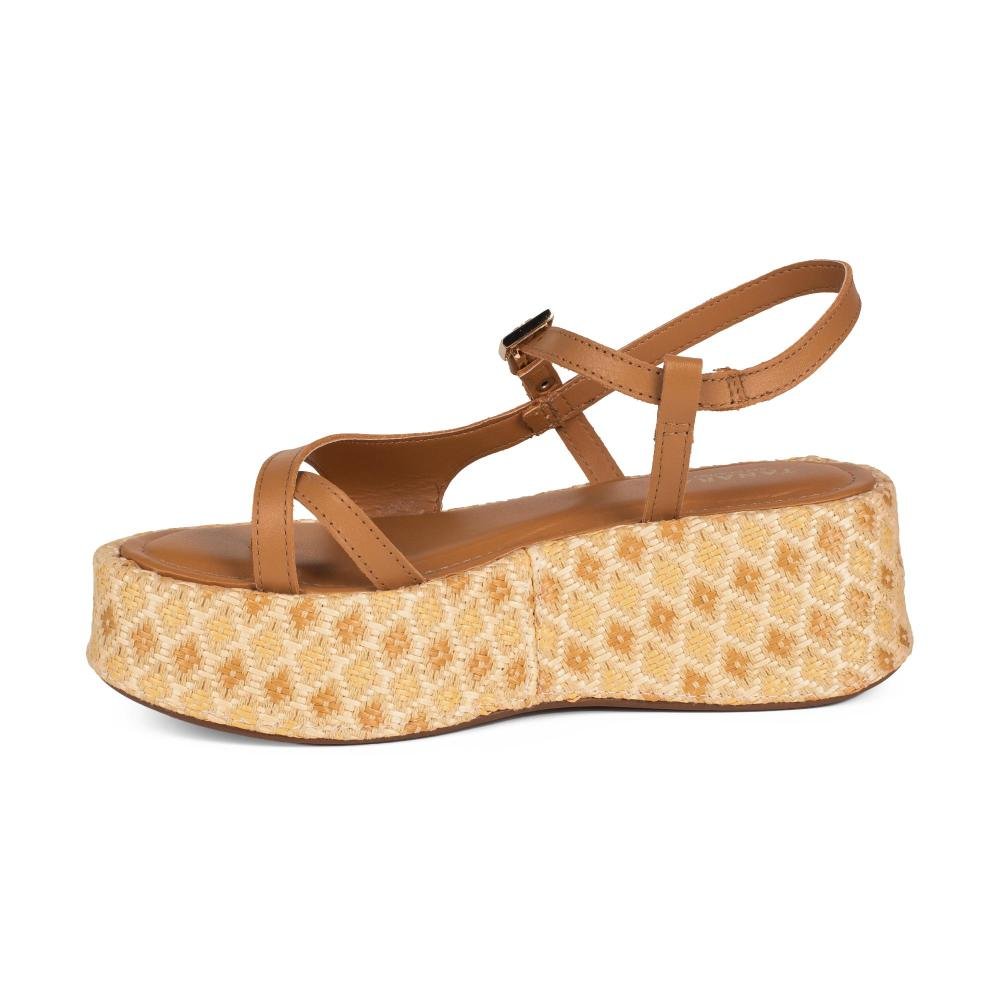 Sandália Tanara Flatform Em Couro Feminina T9732 Caramelo 4