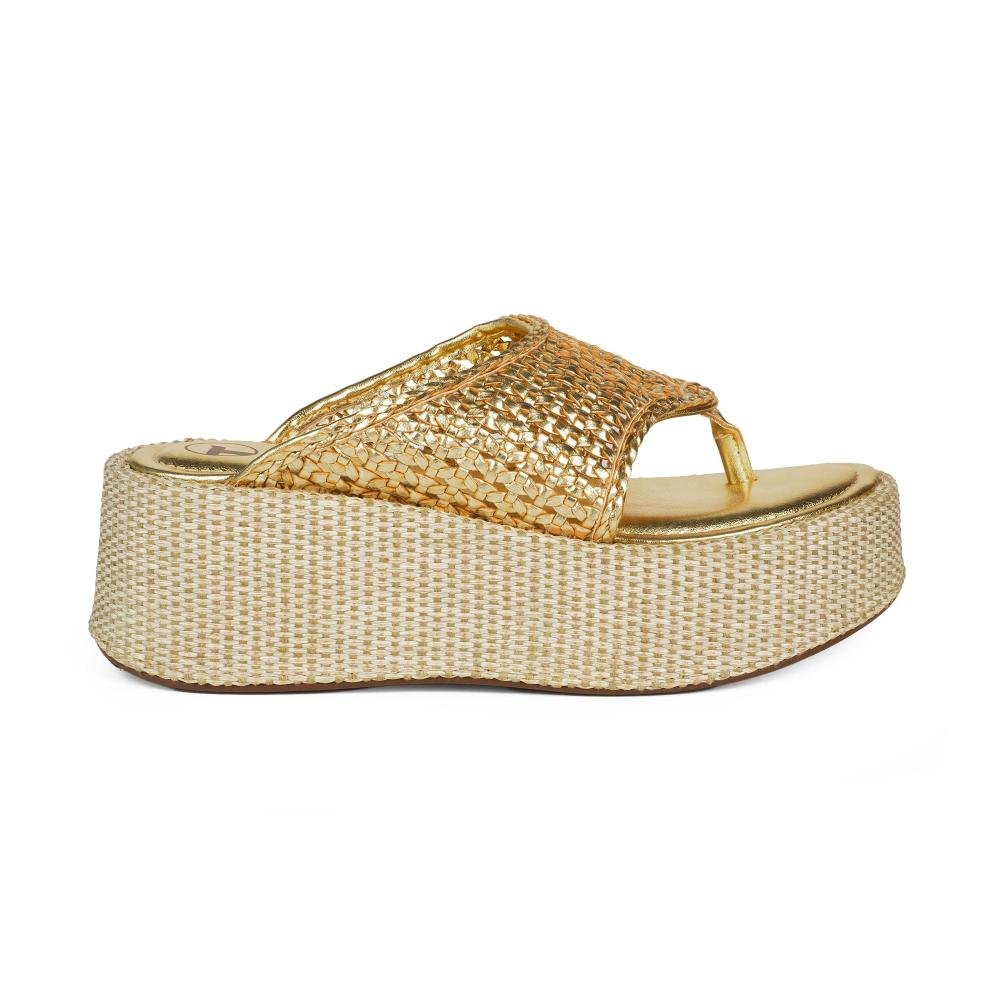 Tamanco Tanara Flatform Metalizado Feminino T9731 Metalizado/Ouro 3