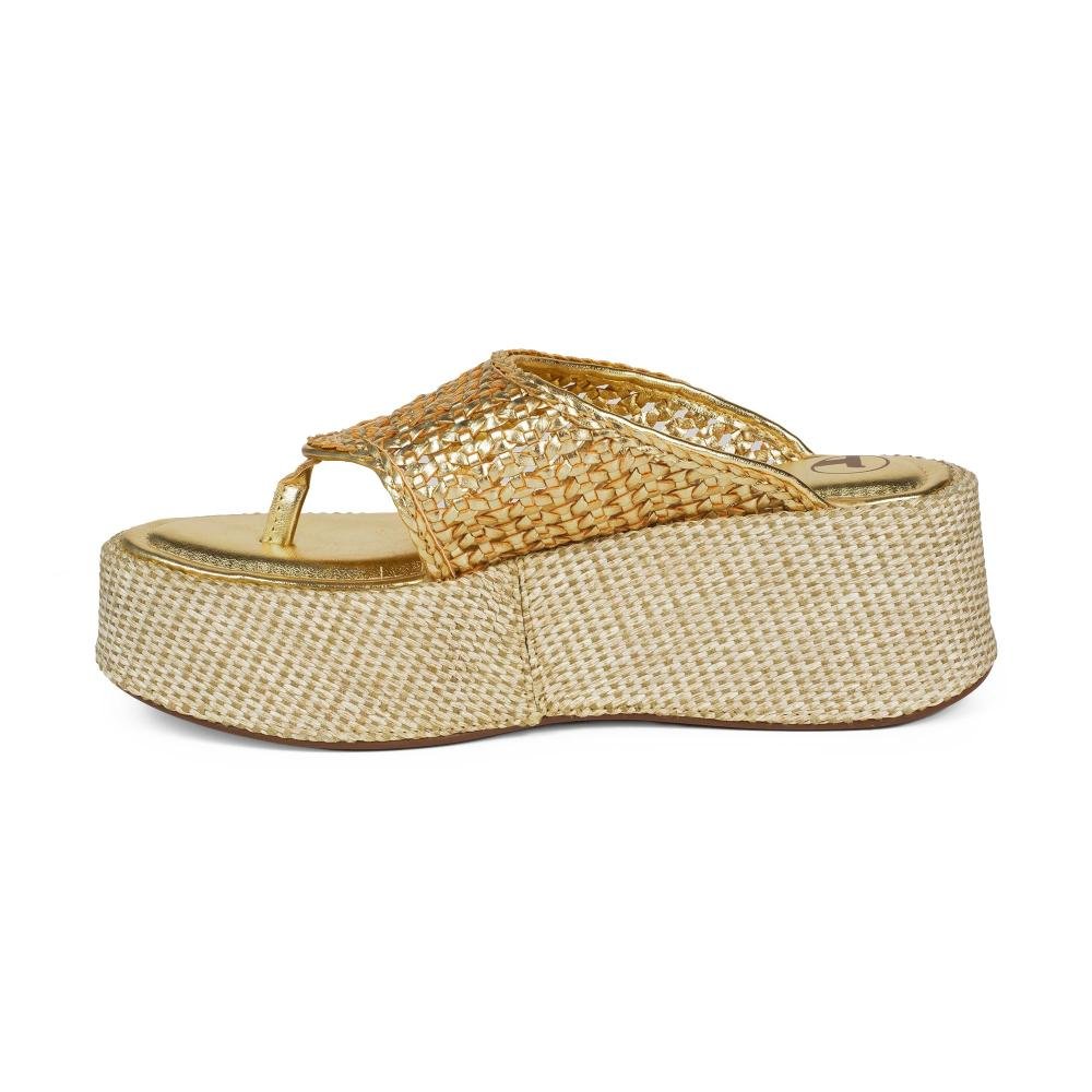 Tamanco Tanara Flatform Metalizado Feminino T9731 Metalizado/Ouro 4