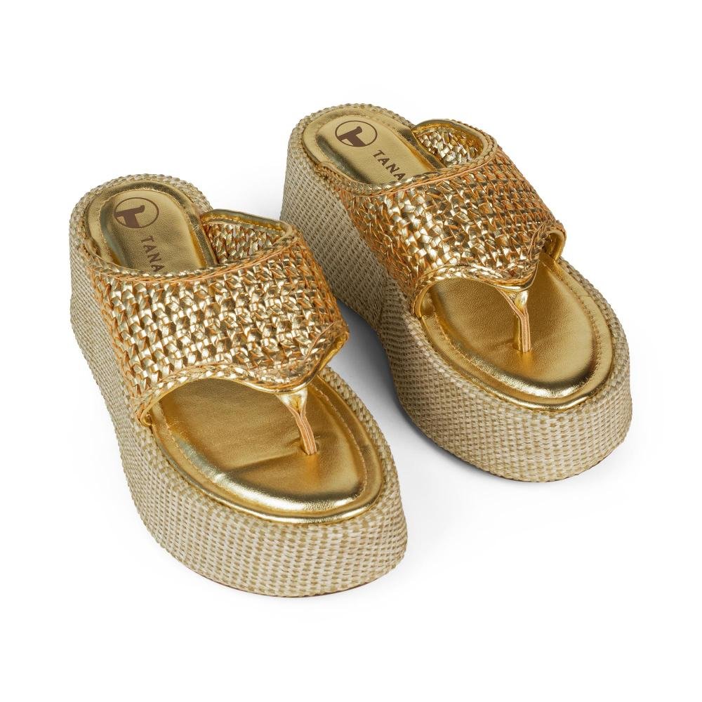 Tamanco Tanara Flatform Metalizado Feminino T9731 Metalizado/Ouro 6