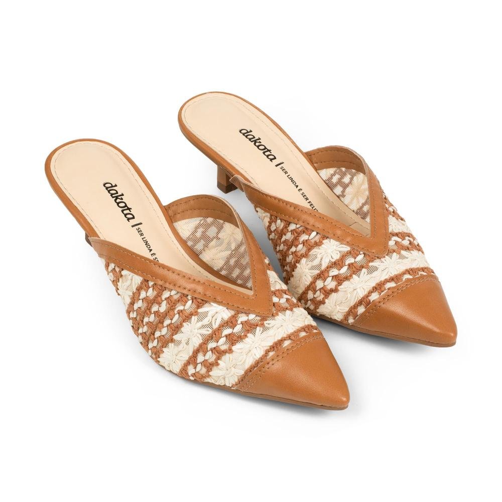 Mule Dakota de Salto Baixo Feminino D3101 Caramelo 4