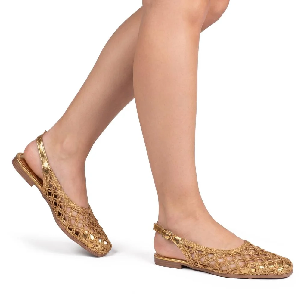 Sapatilha Dakota Slingback Metalizada Feminino D2146 Metalizado/Ouro 2