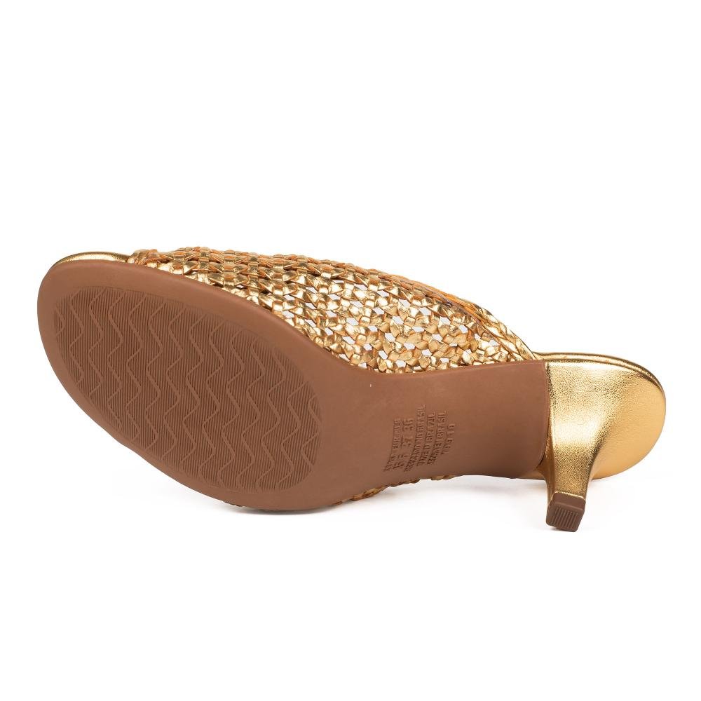 Tamanco Tanara de Salto Alto Metalizado Feminino T9772 Metalizado/Ouro 6