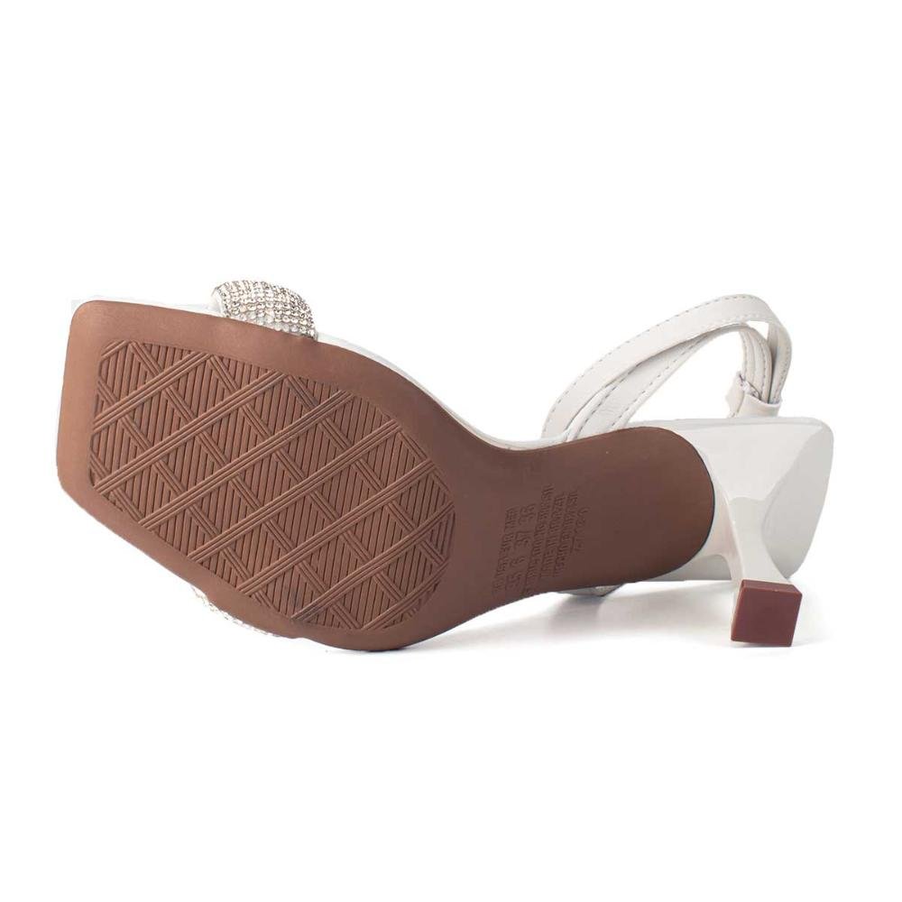 Sandália Dakota de Salto Alto Fino Com Pedrarias Branco 3