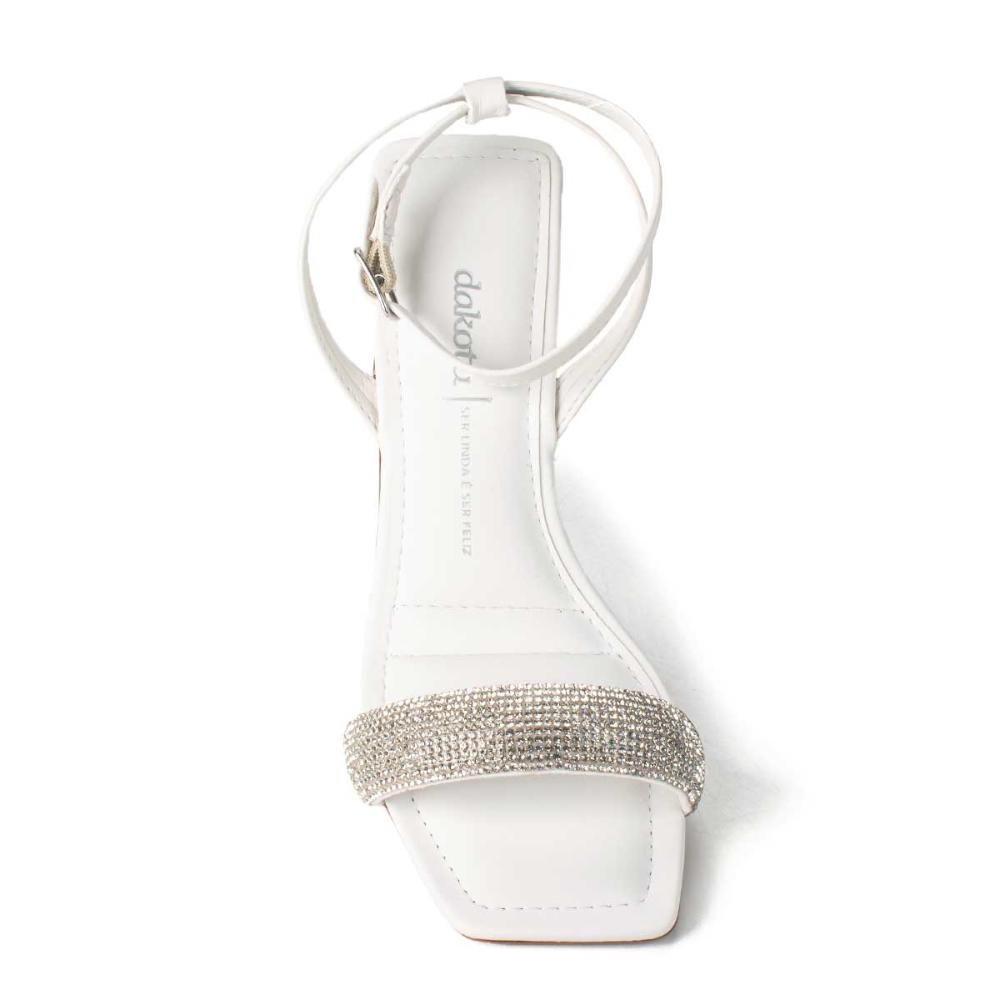 Sandália Dakota de Salto Alto Fino Com Pedrarias Branco 4