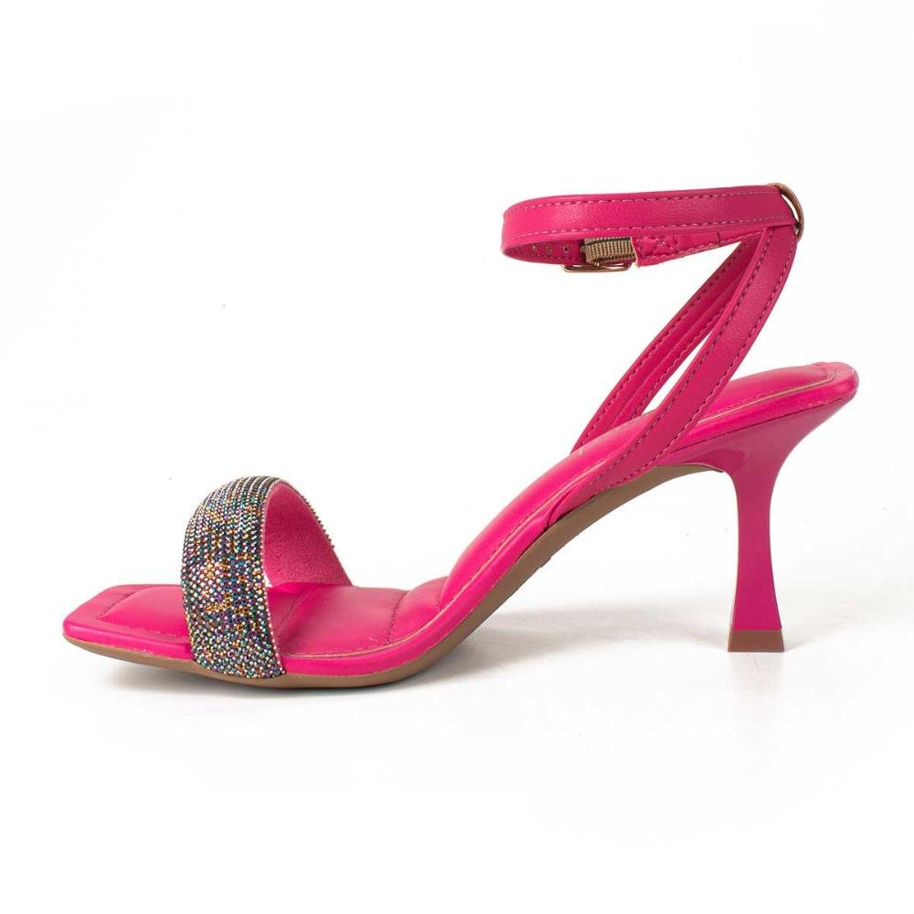 Sandália Dakota de Salto Alto Fino Com Pedrarias Rosa 3