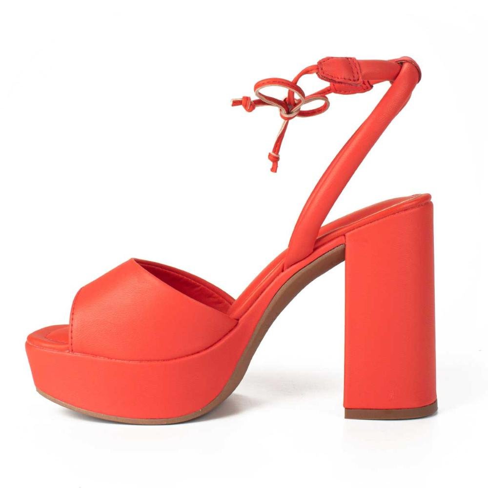 Sandália Dakota Plataforma de Salto Bloco Com Amarração Vermelho 4