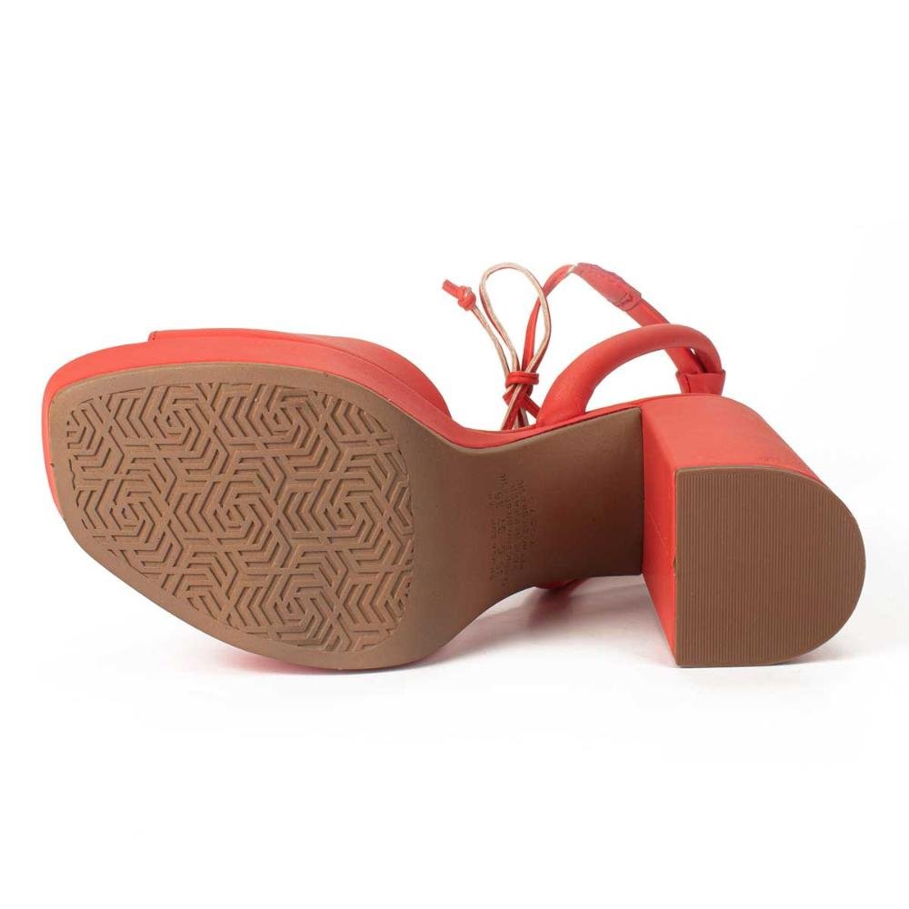 Sandália Dakota Plataforma de Salto Bloco Com Amarração Vermelho 6
