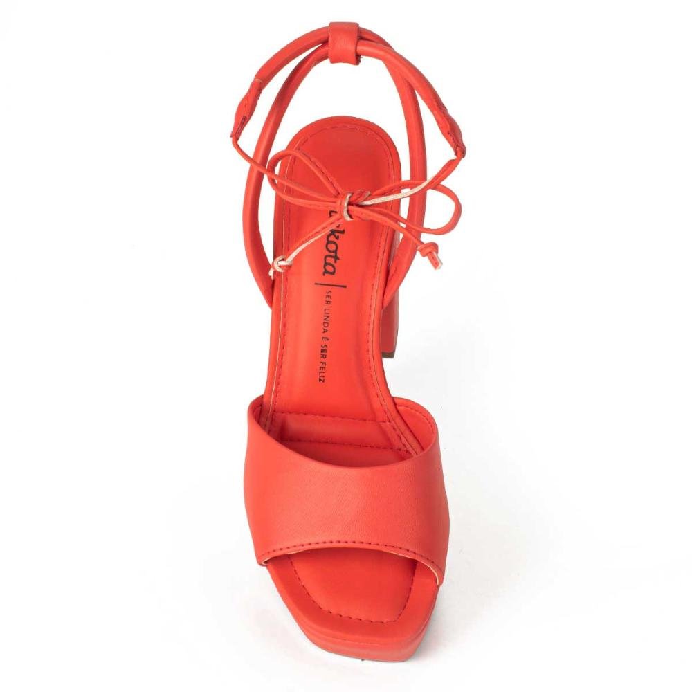Sandália Dakota Plataforma de Salto Bloco Com Amarração Vermelho 7