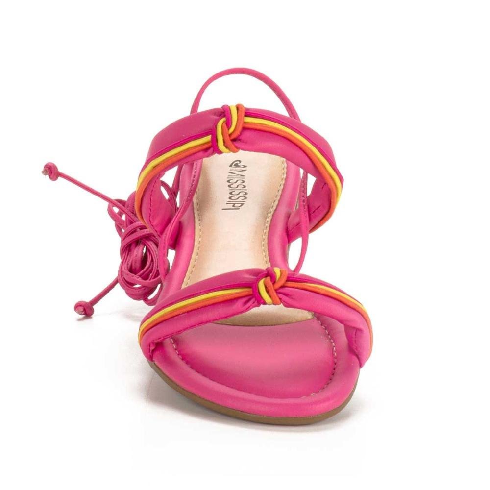 Sandália Mississipi Rasteira Com Amarração Feminina Q7141 Rosa 5