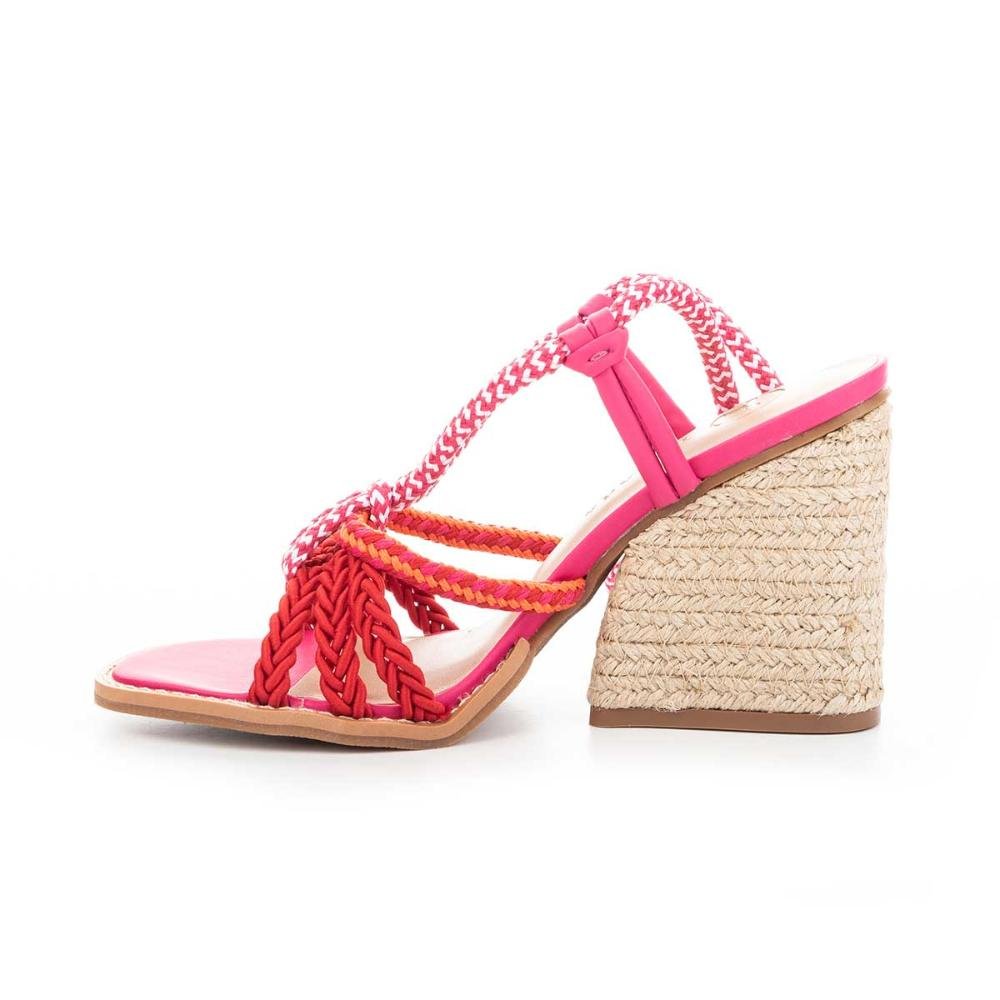 Sandália Tanara de Salto Bloco Com Amarração Rosa 2