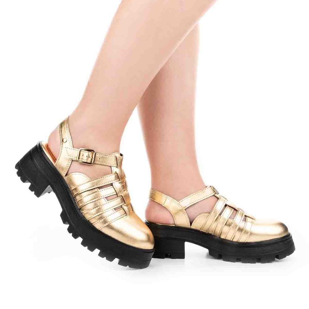 Sapato Tanara Tratorado Dourado 3