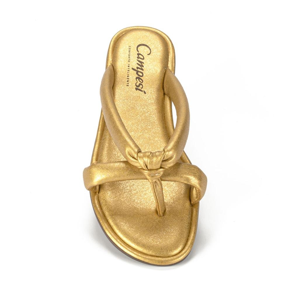 Chinelo Campesí Tiras Acolchoadas Dourado 6