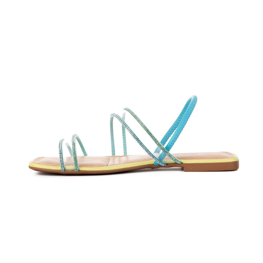 Sandália Dakota Rasteira Com Tiras Transparentes Z9543 Azul 3